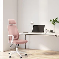 Chaise de bureau ergonomique à dossier haut en maille réglable en hauteur pour adulte avec appui-tête Ashton de CorLiving