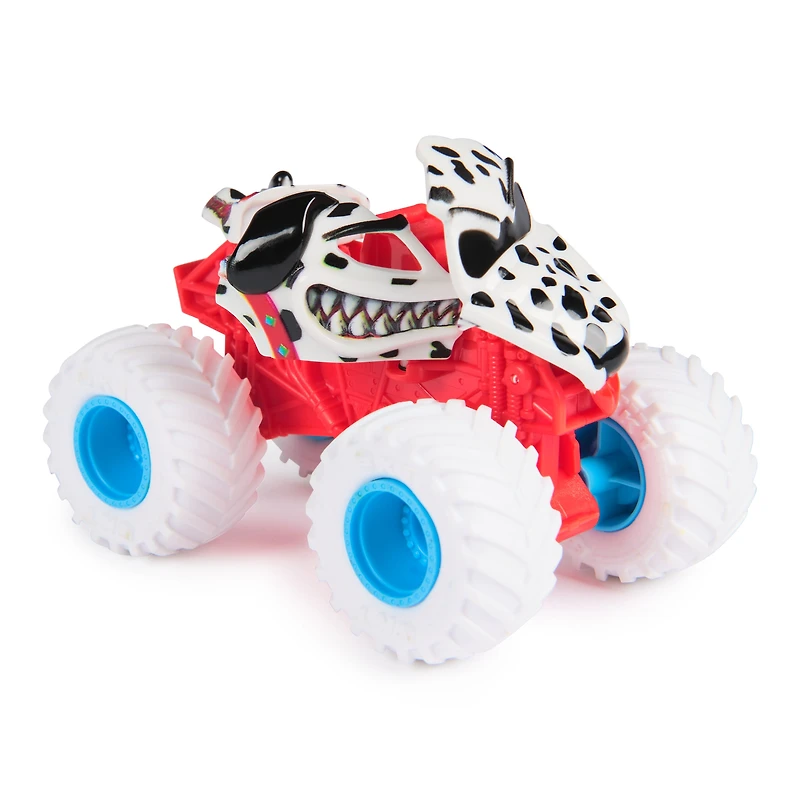 Monster Jam Smash & Bash Monster Mutt Dalmatian, Monster truck réparable en métal moulé à l'échelle 1:64, jouets pour garçons et filles à partir de 3 ans