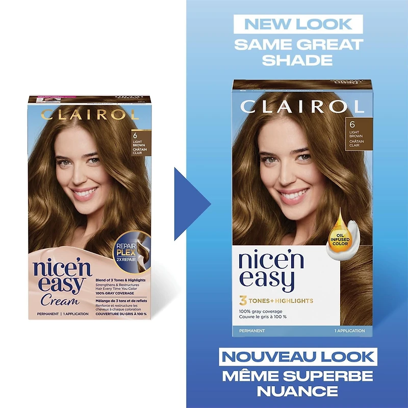 Coloration permanente Clairol Nice'n Easy Couverture Des Cheveux Gris À 100