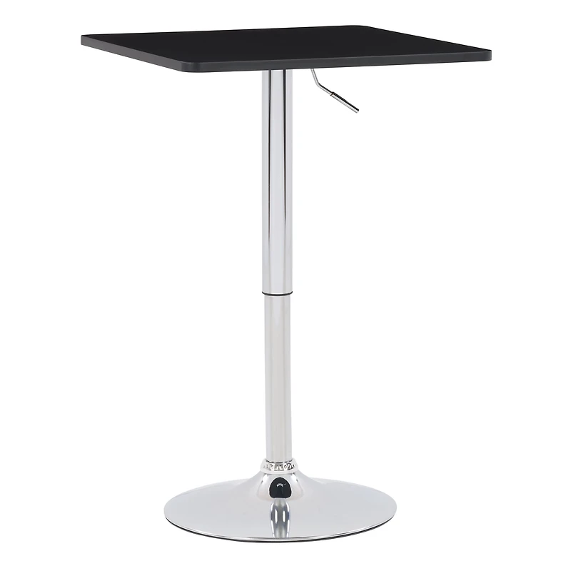 Table de bar pivotante CorLiving Maya Square, plateau en bois composite, hauteur réglable, piètement en métal, chromée/noire