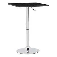 Table de bar pivotante CorLiving Maya Square, plateau en bois composite, hauteur réglable, piètement en métal, chromée/noire