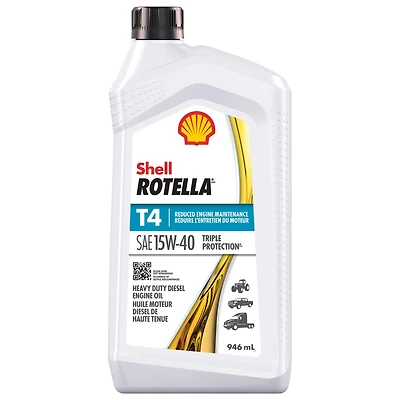 Shell Rotella T4 Triple Protection 15W-40 Diesel Engine Oil, 0.946 Litre