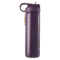Thyme & Table 26 oz Water Bottle with Straw Lid, Purple with Moon Gold Charm