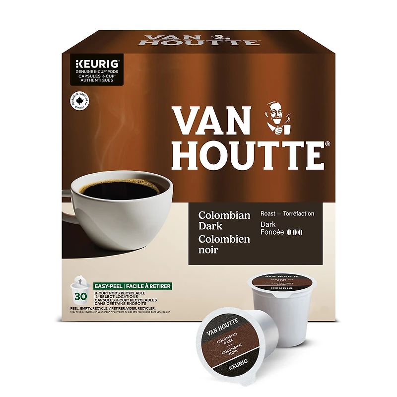 Van Houtte Colombien Noir, Torréfaction Foncée, Capsules de Café K-Cup, 30 Capsules