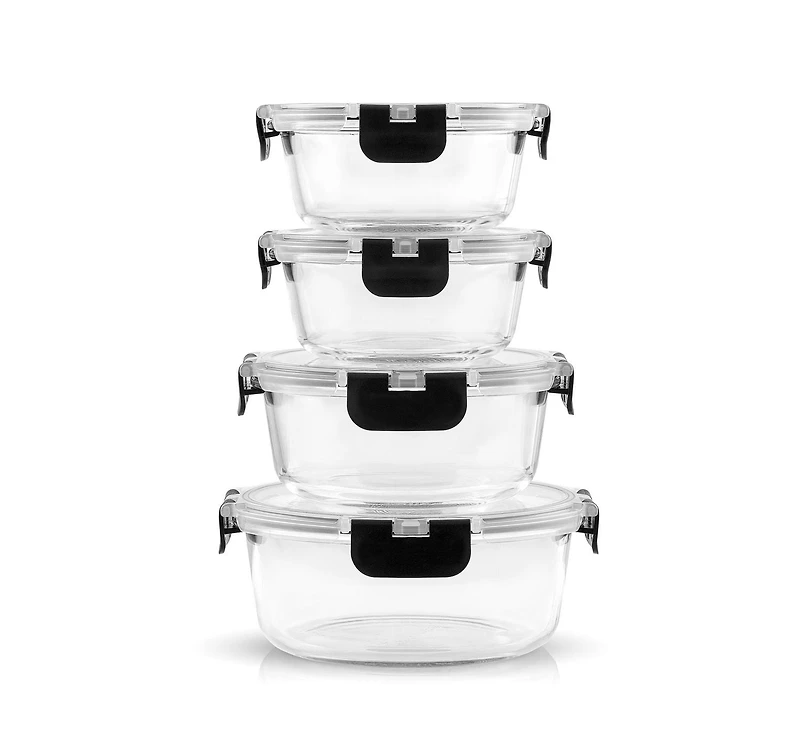 JoyFul by JoyJolt 24 Piece Glass Storage Containers with Leakproof Lids Set - Black