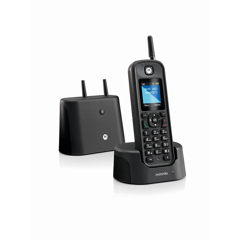 Téléphone sans fil extérieur Motorola O2 avec répondeur - Simple - Due Pack - Noir