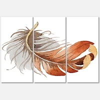 Designart Orange Ethnic Bird Feather Canvas Wall Art