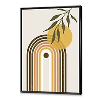 Designart Abstract Yellow Sun With Retro Rainbow FLOAT FRAME WALL ART