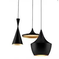 Carol pendant set, 3 lights pendant, adjustable high with black finish outside and gold finish inside