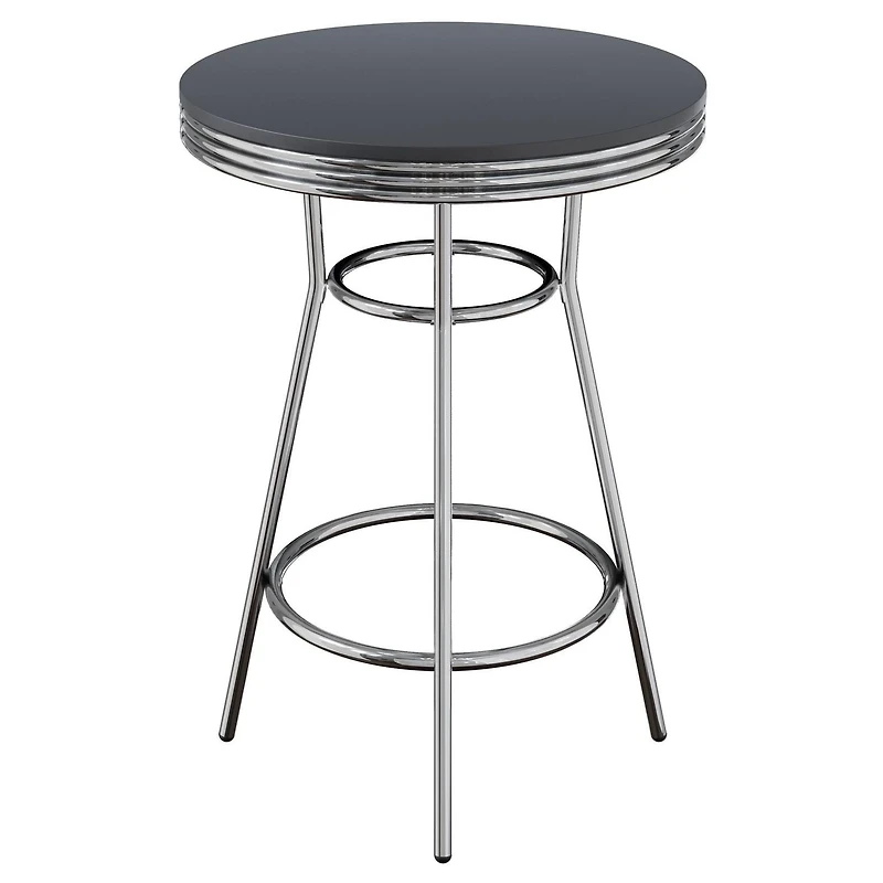 Winsome Table de pub ronde Summit, noir et chrome  - 93030