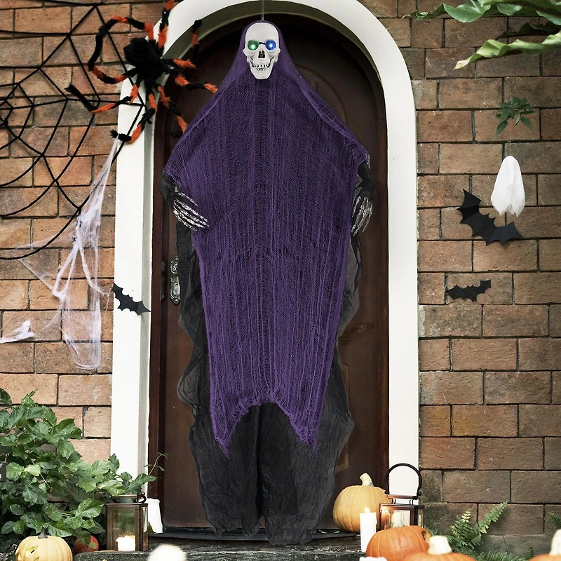 7 FT Hanging Lighted Ghost - Purple