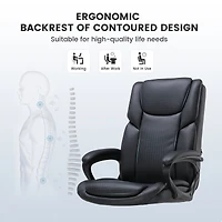 Chaise de bureau ergonomique à dossier haut en cuir Mainstays Executive, noire. Conçue pour les adultes, cette chaise est idéale pour les professionnels, les travailleurs à distance et les étudiants u