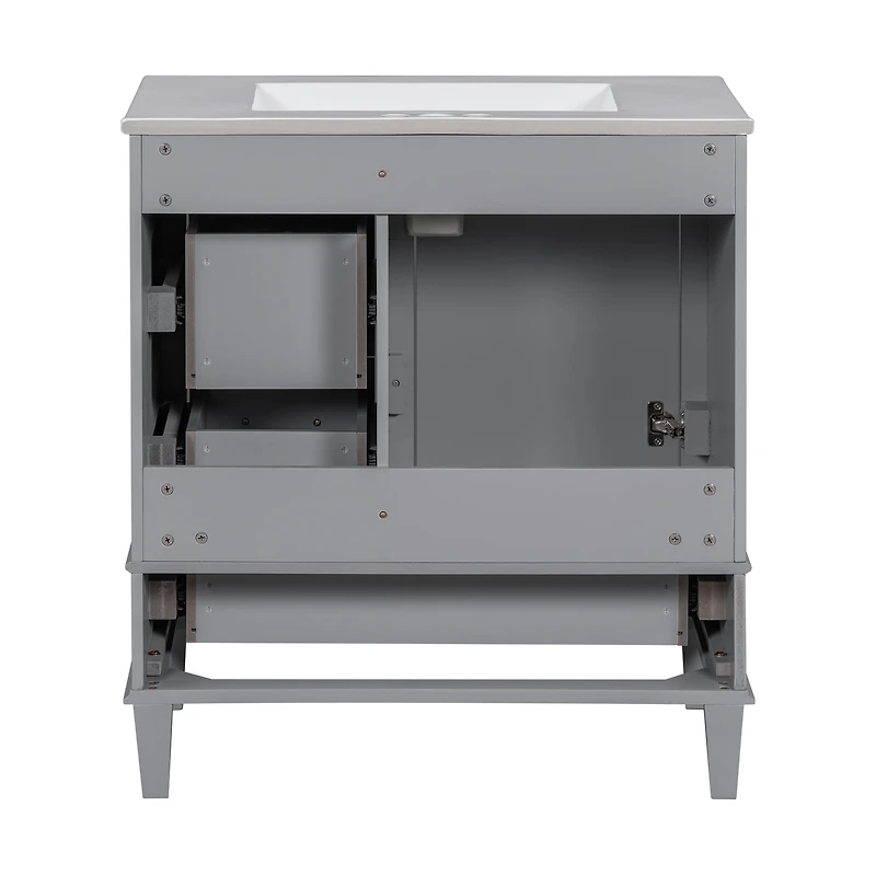 Homy Casa 30 in Modern Charcoal Grey Kitchen Sideboard with Ceramic Sink