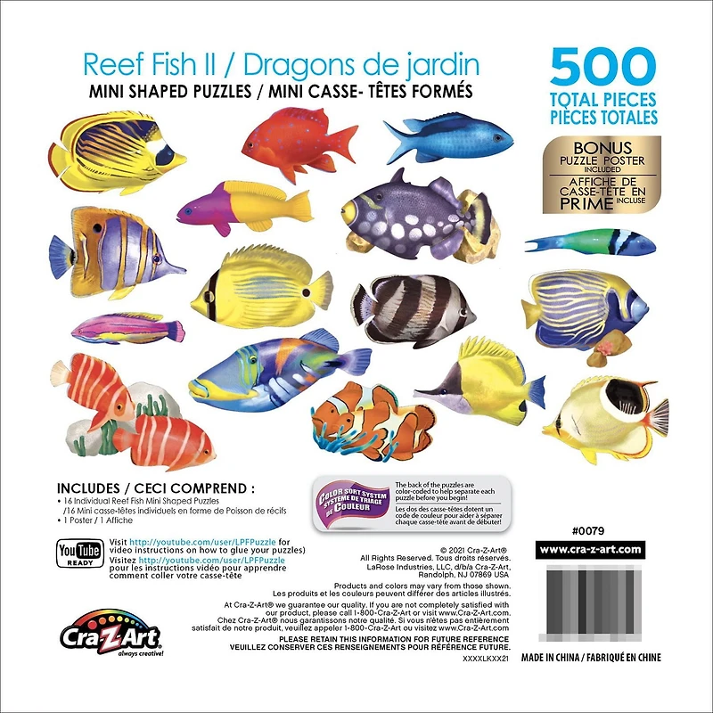 Cra-Z-Art 16 énigmes en forme de poisson de récif, 500pcs