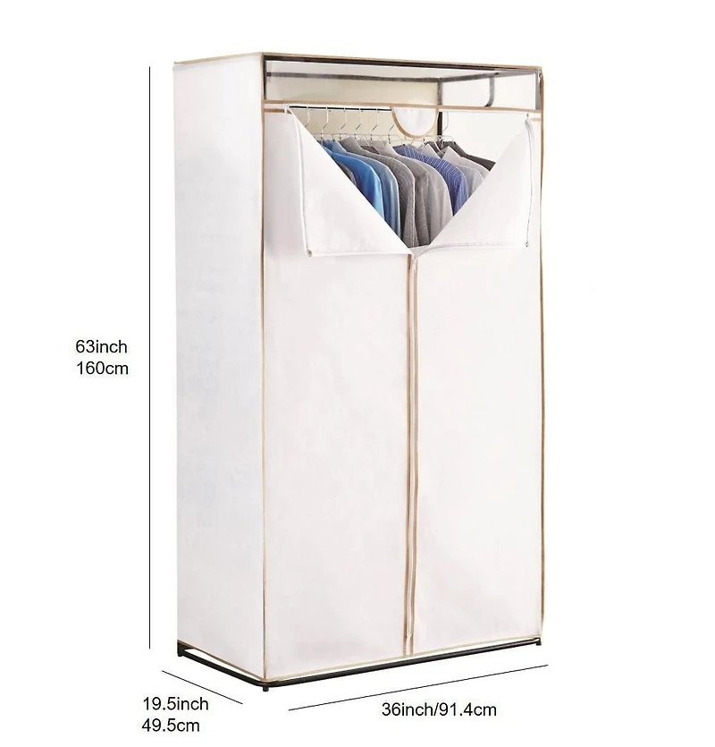 Penderie à vêtements tout en métal de 36 pouces Mainstays, penderie à vêtements en acier à fermeture éclair à un seul niveau, base entièrement en métal pour une structure plus robuste, construction lé