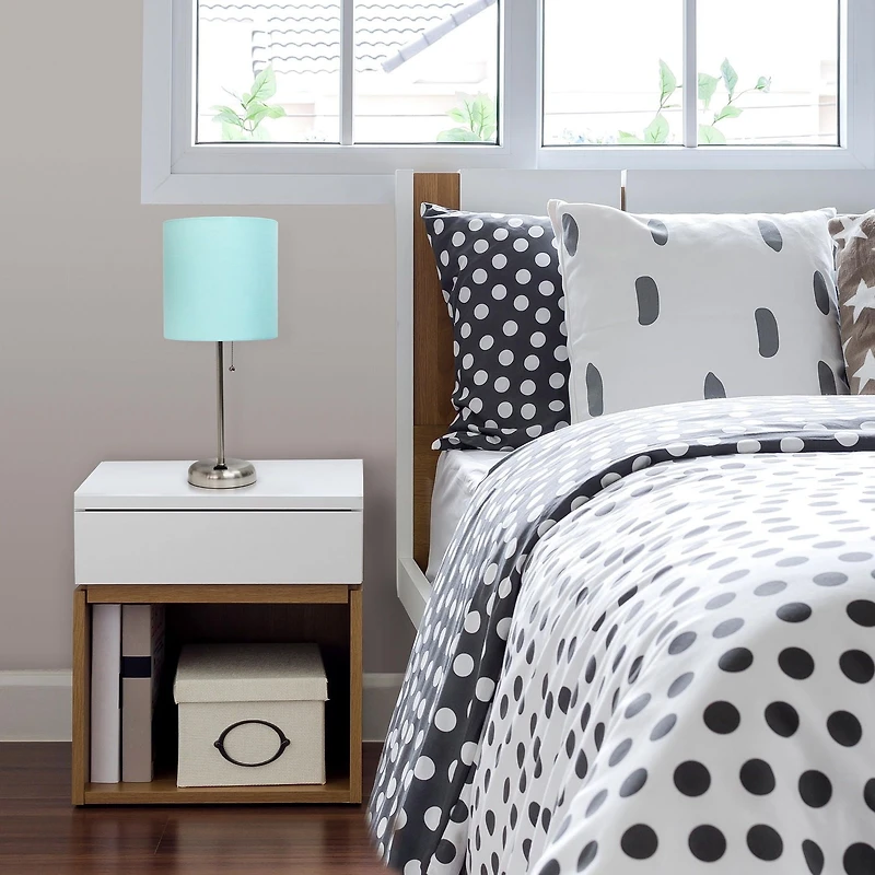 Lampe bâton Feux de la Rampe avec sortie de charge et abat-jour en tissu, Aqua