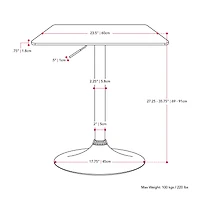 Table de bar pivotante CorLiving Maya Square, plateau en bois composite, hauteur réglable, piètement en métal, chromée/noire