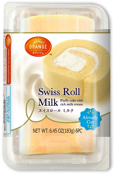 "ORANGE" Japanese Swiss Roll Cake, Milk Cream, 183g, Frozen, Swiss Roll Cake Milk