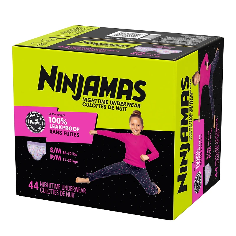 Sous-vêtements de nuit pour l’énurésie Ninjamas filles tailles S/M - L/XL, 34-44 sous-vêtements