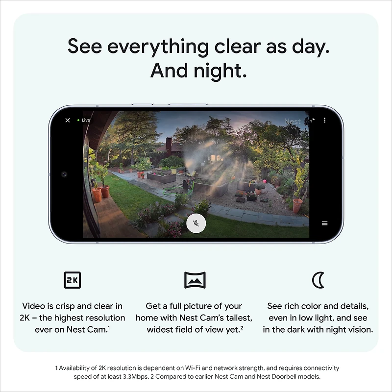 Caméra extérieure Google Nest (filaire, 2e génération) – Vidéo 2K et Gemini – Neige
