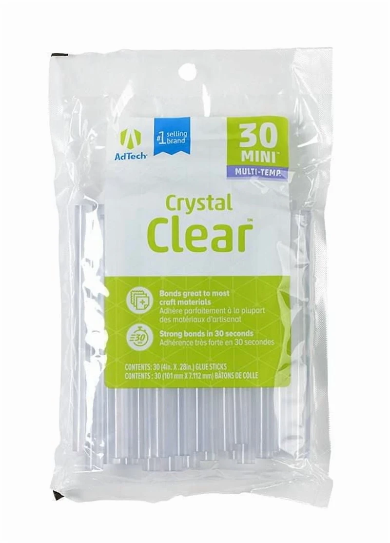 Bâtons de colle AdTech Crystal Clear (W220-34ZIP30) – Mini bâtons de colle multi-usages, transparents, pour pistolet à colle chaude, pour loisirs créatifs, scrapbooking et plus encore. Bâtons de colle Batons De Colle
