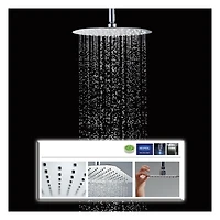 L'ensemble de robinet de couche akuaplus® ELENA avec cartouche à pression balancée et inverseur 2 voies plus 1, Un sytème de barre murale réglable avec douchette avec pommeau et raccord en laiton.
