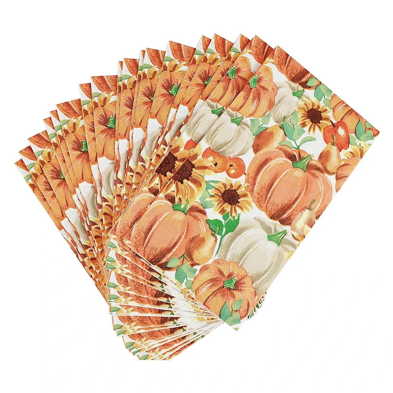 Mode de célébration! Grandes Serviettes de table Citrouilles et tournesols de Thanksgiving, 20ct