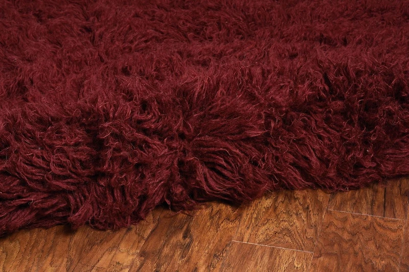 New Flokati 1400gr 2'4" x 8'6" Runner, Burgundy