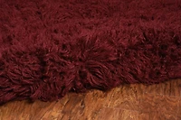 New Flokati 1400gr 2'4" x 8'6" Runner, Burgundy