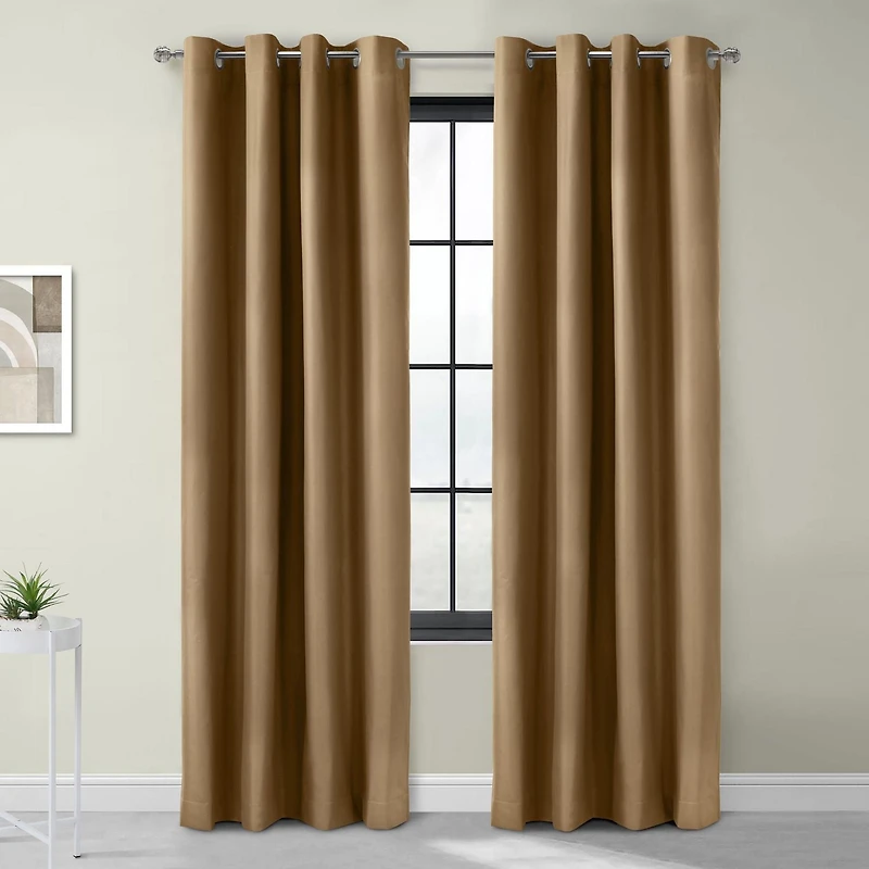 Loft Living Augustow Blackout Grommet Single Curtain Panel 52 x 108 in Sand