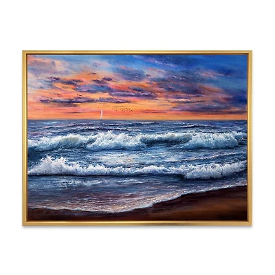 Designart Sunset Over The Blue Ocean II FLOAT FRAME WALL ART