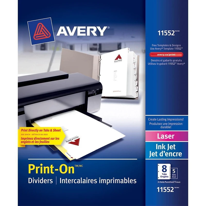 Print-On Dividers, 8 Tab, 5 Sets
