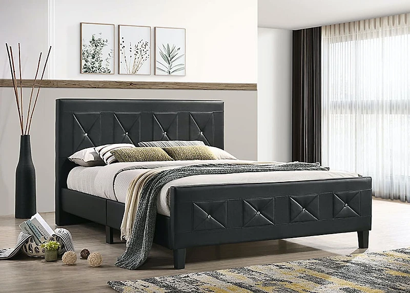 Aerys Crystal Tufted Upholstered Platform Bed with Wood Slat Support