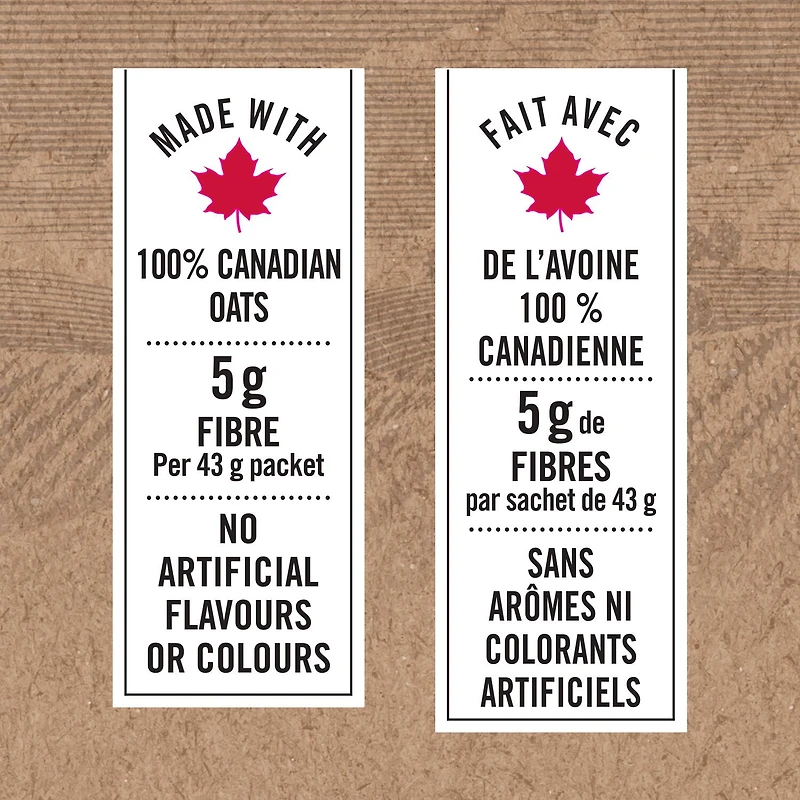 Quaker Gruau instantané Teneur élevée en fibres Raisins secs et épices 344 g.
