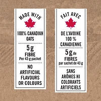 Quaker Gruau instantané Teneur élevée en fibres Raisins secs et épices 344 g.