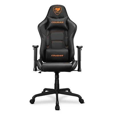 Cougar Armor Elite Gaming Chair - Premium PVC Leather with Reclining Backrest up to 160º 2D Adjustable Armrest and Adjustable Tilt Mechanism, Head & Lumbar Pillow