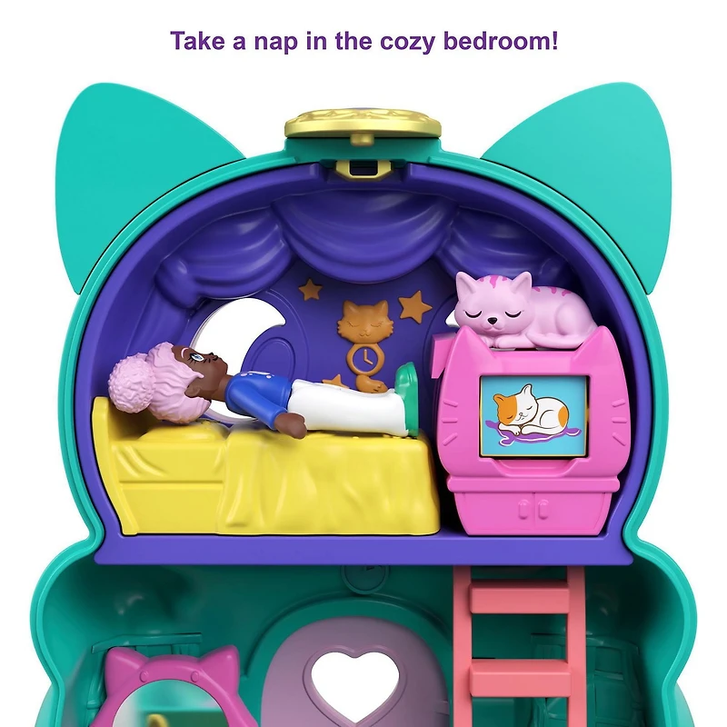 Polly Pocket-Coffret Transformable Chat, mini-poupée, figurine de chat