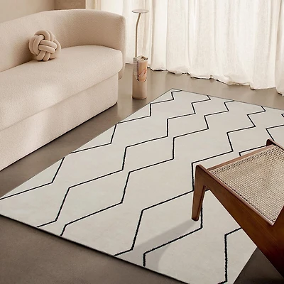 Rug Branch Tapis d'intérieur touffeté à la main moderne bohème noir et beige Maya