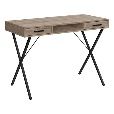 Monarch Specialties Computer Desk, Home Office, Laptop, Left, Right Set-up, Storage Drawers, 42"l, Work, Metal, Laminate, Brown, Black, Contemporary, Modern