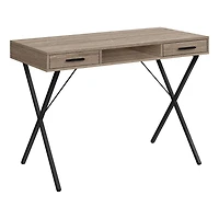 Monarch Specialties Bureau, Bureau À Domicile, Ordinateur Portable, Configuration Gauche, Droite, Tiroirs De Rangement, 42"l, Travail, Métal, Stratifié, Brun, Noir, Contemporain, Moderne