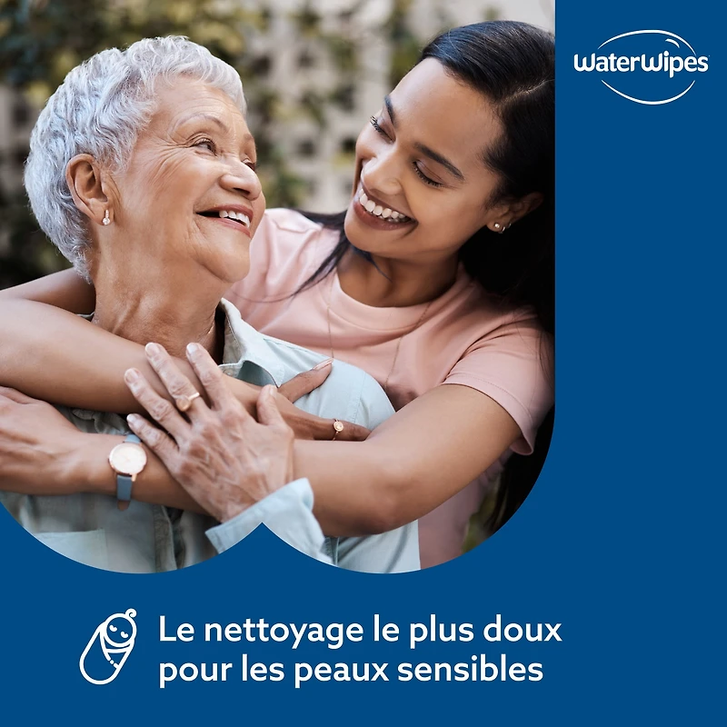 WaterWipes Sensitive+ Gentle Clean Wipes, 3-en-1 nettoie, soigne, protège, 99,9 % d'eau, non parfumées