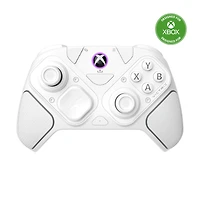 Manette de gaming modulaire sans fil Turtle Beach Victrix Pro BFG Reloaded pour Xbox Series X|S, Xbox One et PC Windows, Bluetooth, module Fightpad, sticks/gâchettes à effet Hall - Blanc