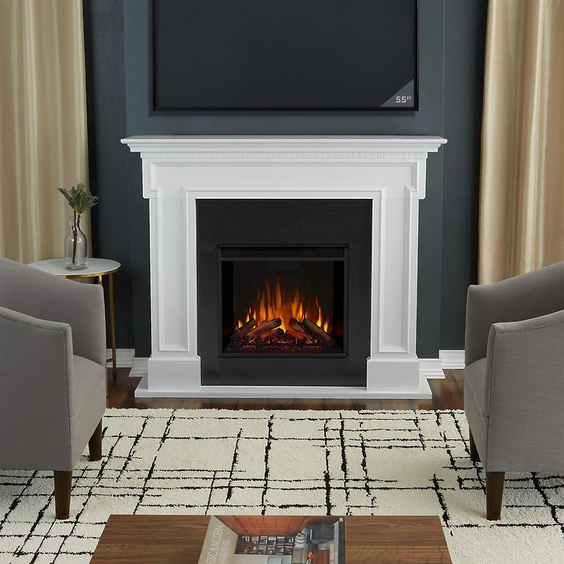 Thayer 55" Electric Fireplace in White