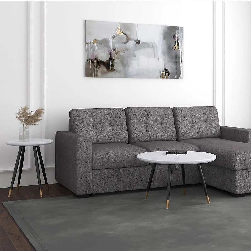 Contemporary Faux Marble Finish Round Coffee Table