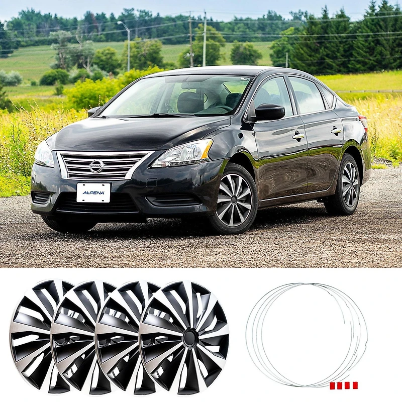 16" Action Wheel Covers, Silver & Black, set of 4