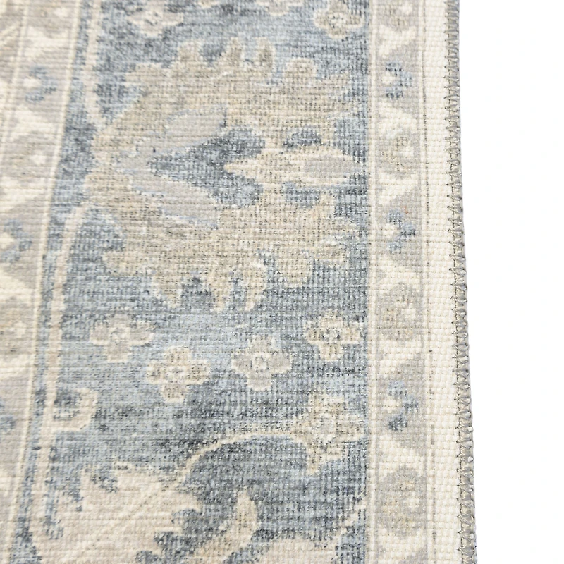 Tapis d’intérieur lavable Korhani Iris bleu, 6 pi x 8 pi, conçu pour toutes les étapes de la vie