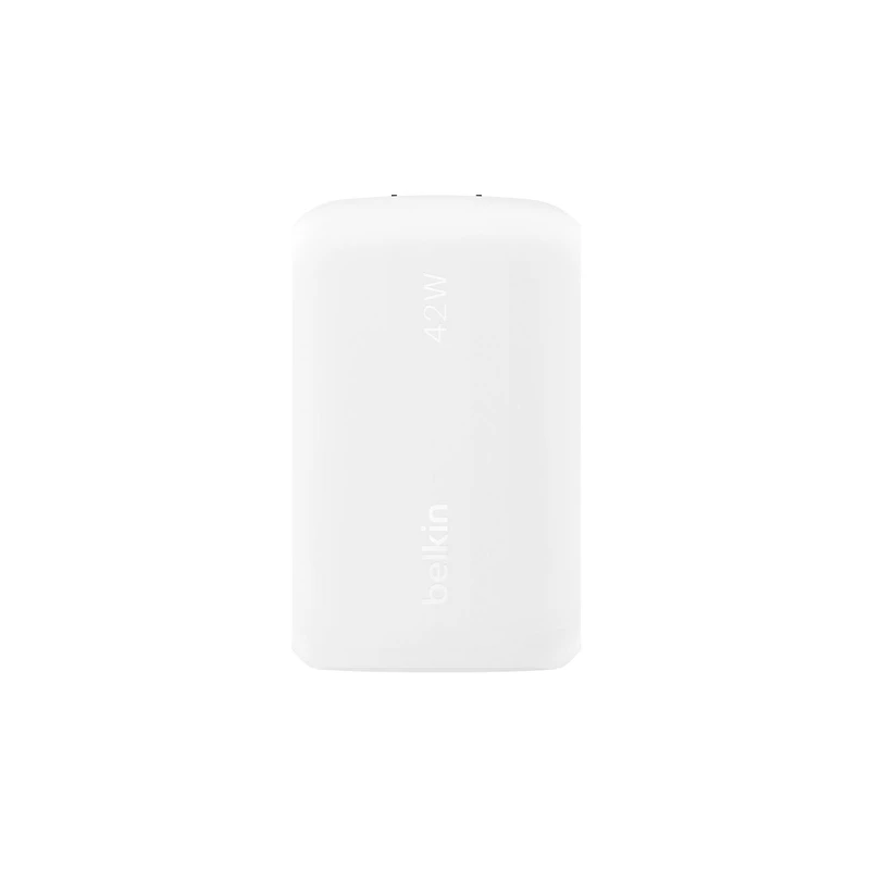 Chargeur mural double port Belkin BoostCharge 42 W, chargeur USB-C + USB-A, charge rapide pour iPhone 15, 15 Plus, 15 Pro, 15 Pro Max, 14, 14 Pro Max, iPhone 13, Galaxy S23 Ultra, iPad, AirPods et plu CHARGEUR MURAL USB-C PPS PD 42W