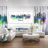 Design Art La Ligne D'Horizon De Paris Art Sur Toile