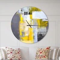 Designart 'Grey and Yellow Blur Abstract ' Modern wall clock