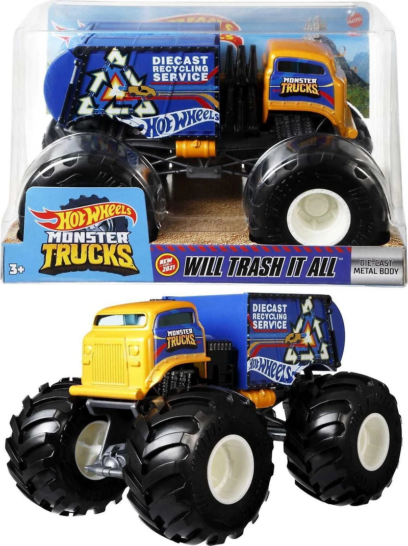 Hot Wheels Monster Trucks 1:24 Scale Will Trash it All